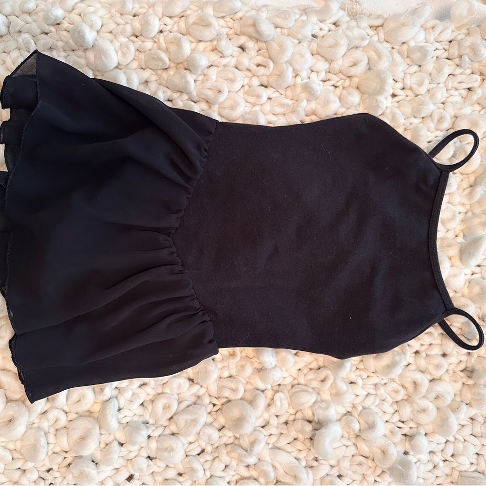 Black Spaghetti Strap dance leotard with skirt